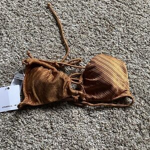 O'Neill Metallic Copper Striped Triangle Bikini Top